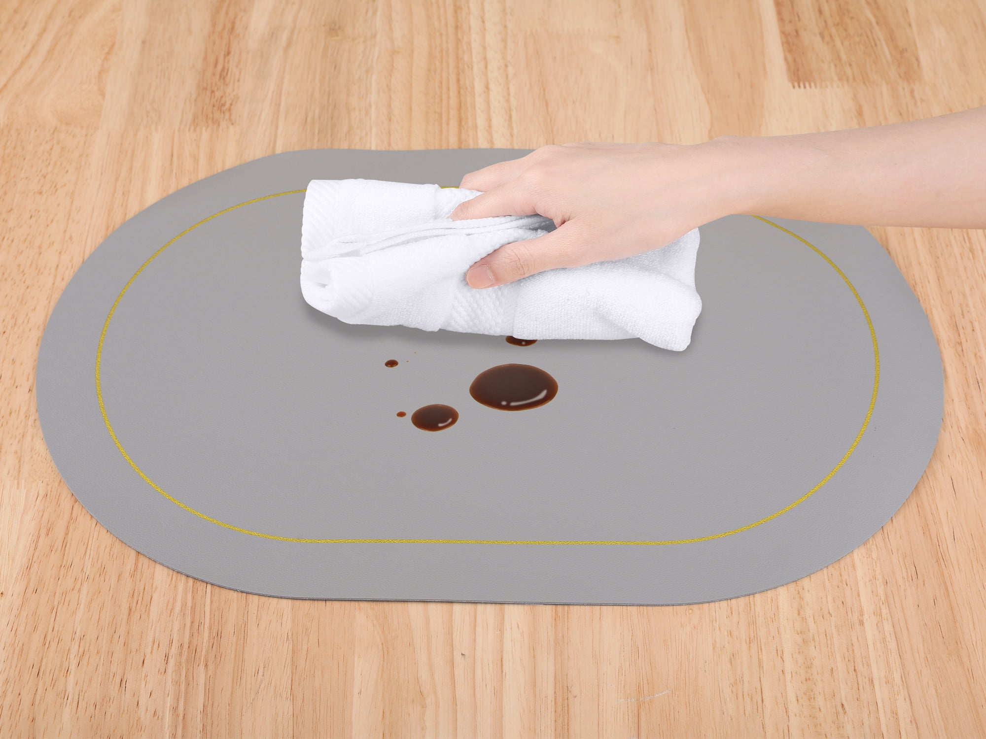 Unique Bargains Set of 6 Faux Leather Placemats Gray