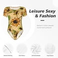 thumbnail image 6 of Rateoe Sunflowers Printed Women Rash Guard Short Sleeve,Tummy control Swimsuit Surfing Swimsuit Bathing Suit Short-sleeved Onesie UPF 50+, 6 of 6