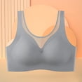 thumbnail image 6 of Gymayou Women Thin Breathable Seamless Wireless Bra V Mesh Beauty Back Fixed Molded Cup Vest Style Lingerie Sleep Bras Grey L, 6 of 9