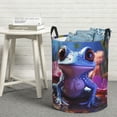 thumbnail image 6 of Sikiie Colorful Frog Among Flowers Print Round Dirty Clothes Basket, Waterproof Standing Foldable Storage Basket, for Laundry Room, Bedroom, Bathroom Storage-Small, 6 of 6