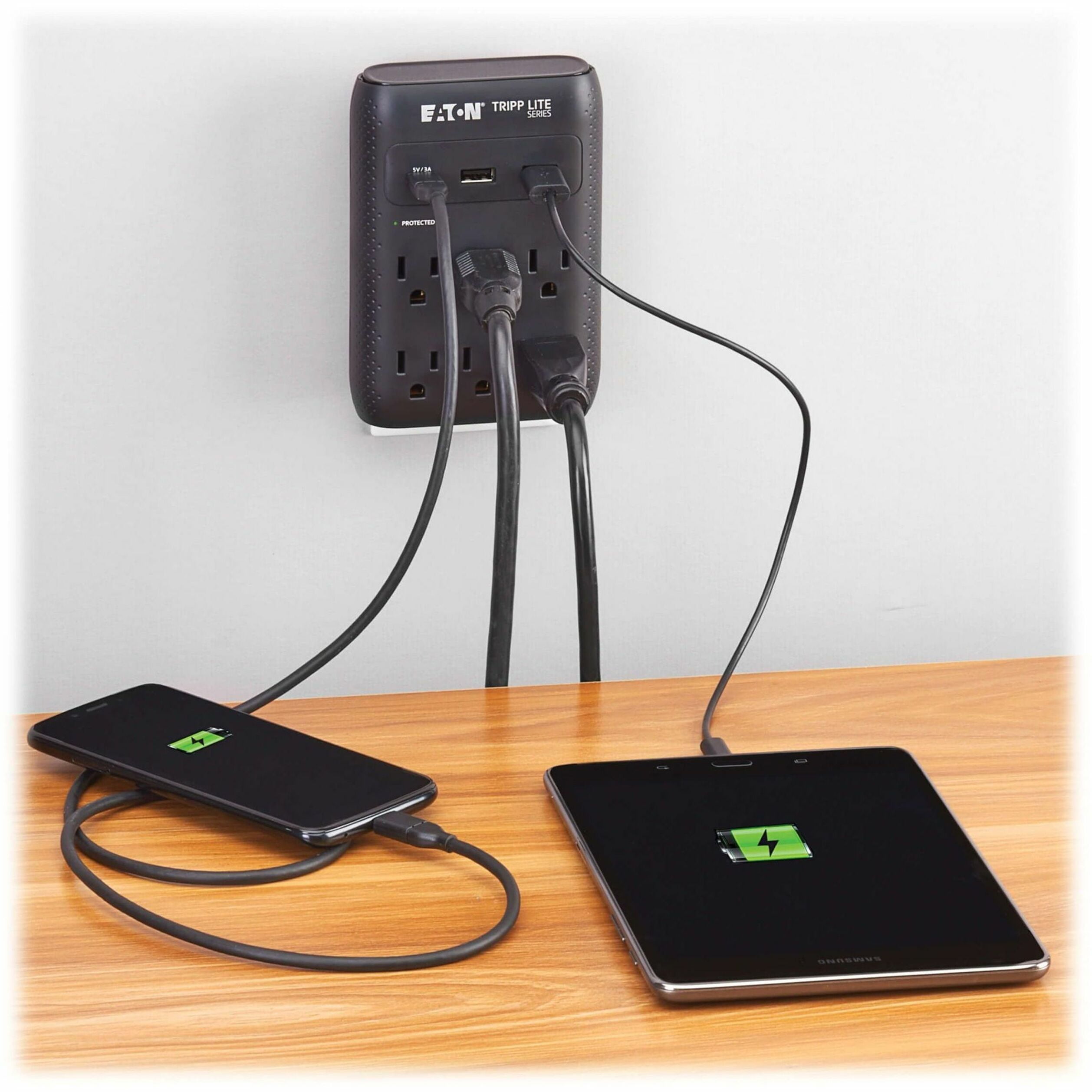 Eaton Tripp Lite Series Protect It! 6-Outlet Surge Protector, 5-15R Outlets, USB-C and USB-A Ports, 5-15P Direct Plug-In, 1080 Joules, Black