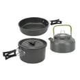 thumbnail image 3 of Kit de utensilios de cocina para acampar, portátil, para mochileros, olla, sartén, tetera, tenedor, cuchillo y cuchara plegables, color negro, 3 of 14