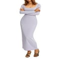 thumbnail image 1 of PENGXIANG Robe à Manches Longues pour Femmes Col Carré Robe Moulante Tricotée Unie Robe Crayon Extensible Tenue de Club, 1 of 6