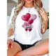 thumbnail image 1 of Valentine's Day Theme Printed Women's T-Shirt, Women's Valentine's Day Gift Casual, Fashionable, Comfortable, Soft, Athletic, Fitness, Daily, Outdoor, Home, Breathable, Crewneck Short Sleeve T-Shirt, 1 of 6