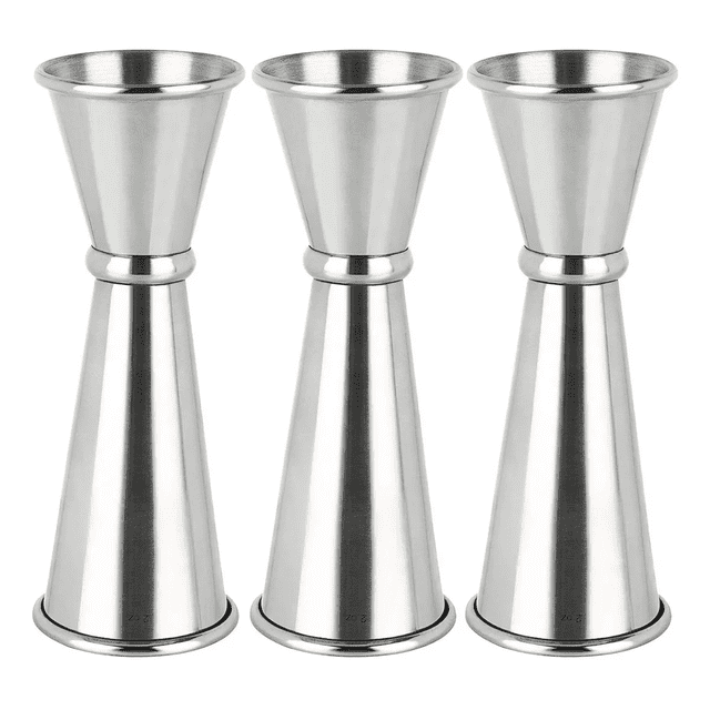 Vaso Medidor Doble Jigger 1 y 2.5 Onzas 3 Piezas Acero Inoxidable Xtellar plateado