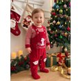 thumbnail image 5 of RUINIXCW Newborn Baby Boy Girl My First Christmas Outfit Infant Fall Winter Clothes Stripe Long Sleeve Romper Embroidery Velvet Overalls Pants Set, 5 of 10