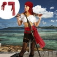 thumbnail image 4 of Wovilon Halloween Pirate Costume Medieval Linen Pirate Bandana and Belt Costume Halloween Bandana and Belt Fashion Trends, 4 of 5