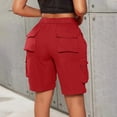 thumbnail image 6 of Bermuda Shorts Womens Cargo Shorts with Pockets Pull on High Waisted Summer Walking Workout Hiking Athletic Petite Knee Length Long Shorts Red L, 6 of 6