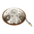 thumbnail image 1 of Riwcyla Handpan Steel Hand Drum in C Tone 9 Notes 16 Inches Percussion Instrument Alloy Steel with Drumstick Handpan Stand Woven Rattan Carved Designs Silver, 1 of 6