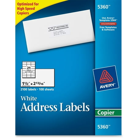 avery copier address labels 1 1 2 x 2 13 16 white 2100 box