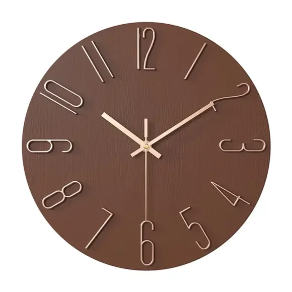Nordic Style 12-Inch Silent Wall Clock - Minimalist Quartz Decor for Living Rooms