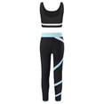 thumbnail image 2 of Yruioon Kids Gymnastics Tracksuit Girls Dance Crop Tank Tops Sport Bra Vest with Yoga Leggings Ice Black&Light Blue 8, 2 of 6