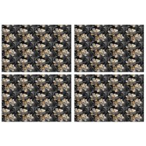 Pioneer Flower Floral Print Pattern Summer Placemats Table Placemats Set Of 4-Linen Kitchen Washable Placemats Table Mats 12x18 Inch Non-Slip Heat Resistant