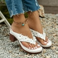 thumbnail image 6 of Mostsola Flip Flops for Women Boho Flower Heeled Sandals Slip on Dress Shoes Summer Casual Heels, 6 of 8