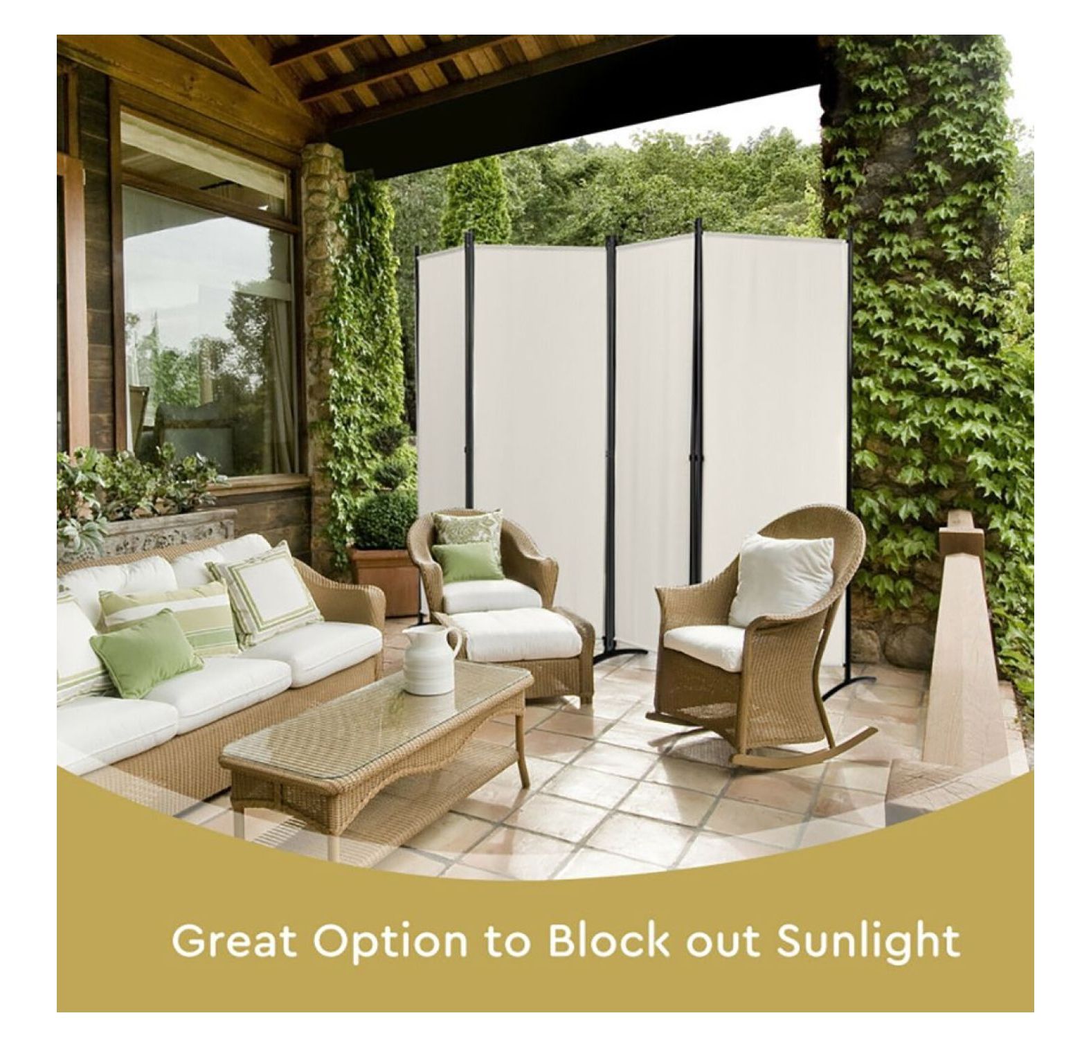Yunken 4-Panel Folding Privacy Screen with Lockable Wheels, 5.6 Ft Tall Portable Room Divider for Home & Office