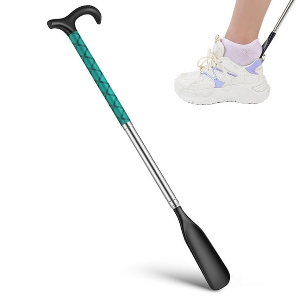 Calzador extensible de mango largo para personas mayores, calzador ergonómico de acero inoxidable, ayuda para vestirse, artefacto para ponerse los zapatos.