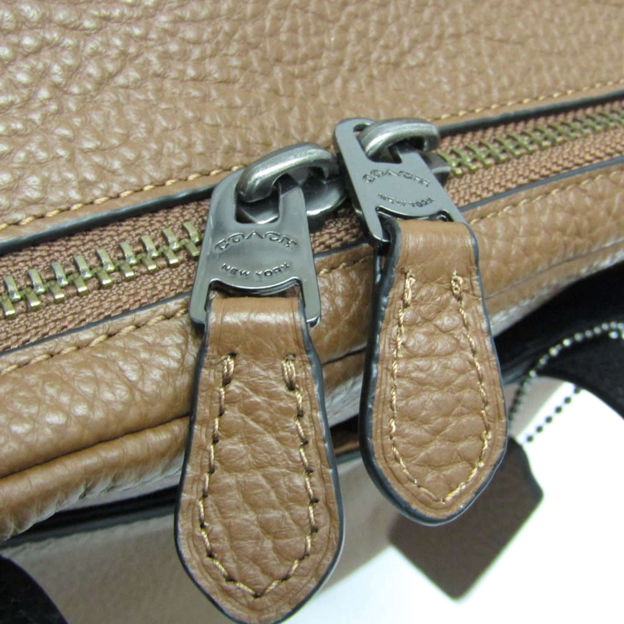 Pre-Owned Coach Hamilton Pebble Leather Double Zip F27617 Men's