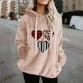 thumbnail image 2 of Womens Fleece Sweatshirts Cute Heart Printed Hoodies Long Sleeve Sherpa Crewneck Velvet Hoodie Winter Warm Hooded Pullover Outwears with Pockets, 2 of 6