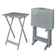 thumbnail image 1 of Riverbay Furniture Transitional Wood 5 Piece Compass Tray Table Set in Gray, 1 of 20