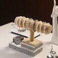 thumbnail image 3 of LAICAIW T-Bar Bracelet Holder, Natural Linen Bracelet Display Stand For Store Show, Hair Tied Watch Jewelry Organizer Rack For Selling Show (Yellow Linen), 3 of 6