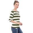 thumbnail image 4 of Dde San Patricio Camisecon mangas de codo pamujer Camisebásiinformal con cuello de barco y corte ajustado Ejercito verde L, 4 of 6