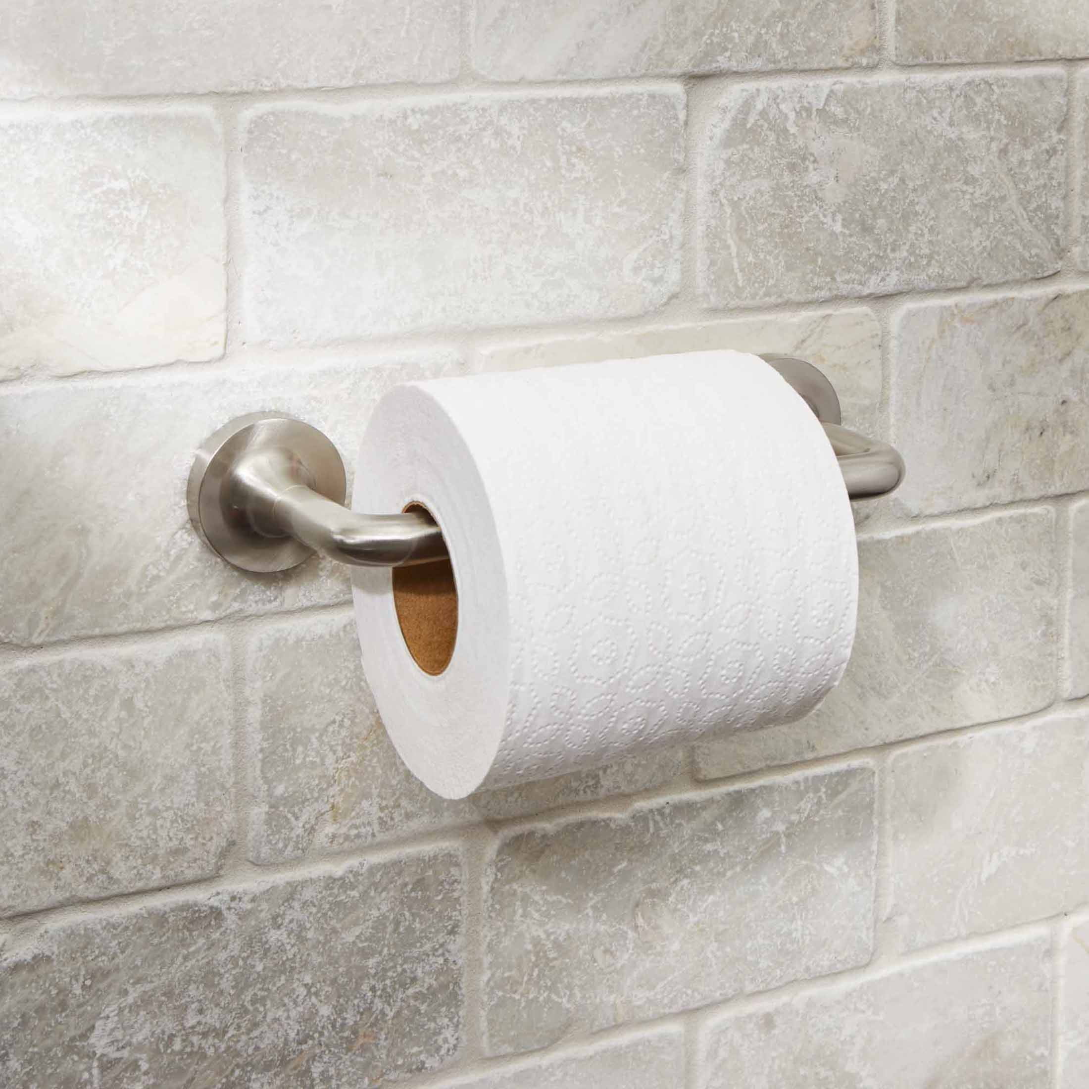 (2 pack) Better Homes & Gardens Clean Modern Style Wall Mount Toilet Paper Holder Satin Nickel Finish