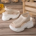 thumbnail image 3 of HomeDM Wedge Platform Sandals for Women Open Toe Ankle Strap Casual Slip-On Summer Beach Sandals, Khaki Size 8.5, 3 of 9
