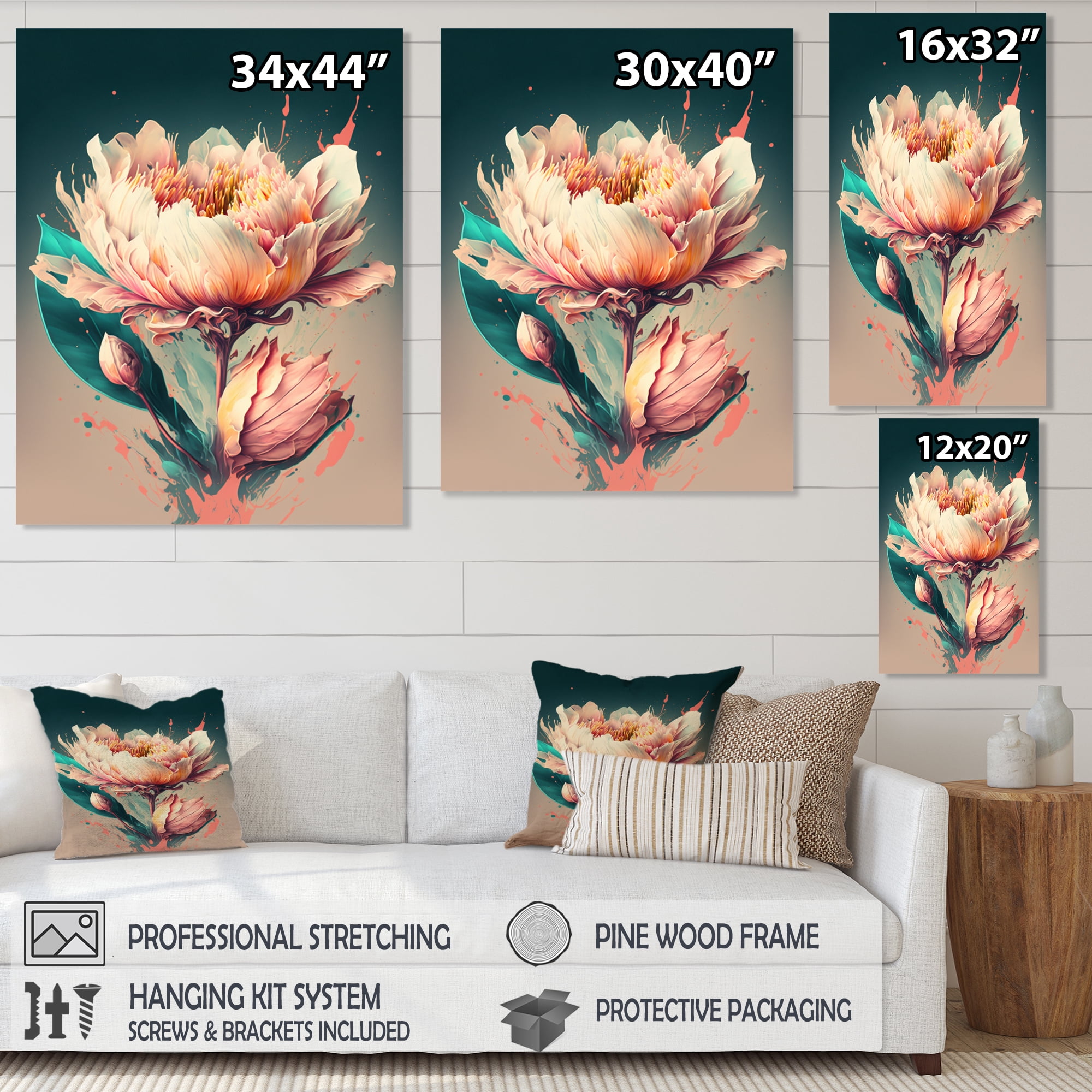 Designart Pink Blooming Tulip Canvas Wall Art