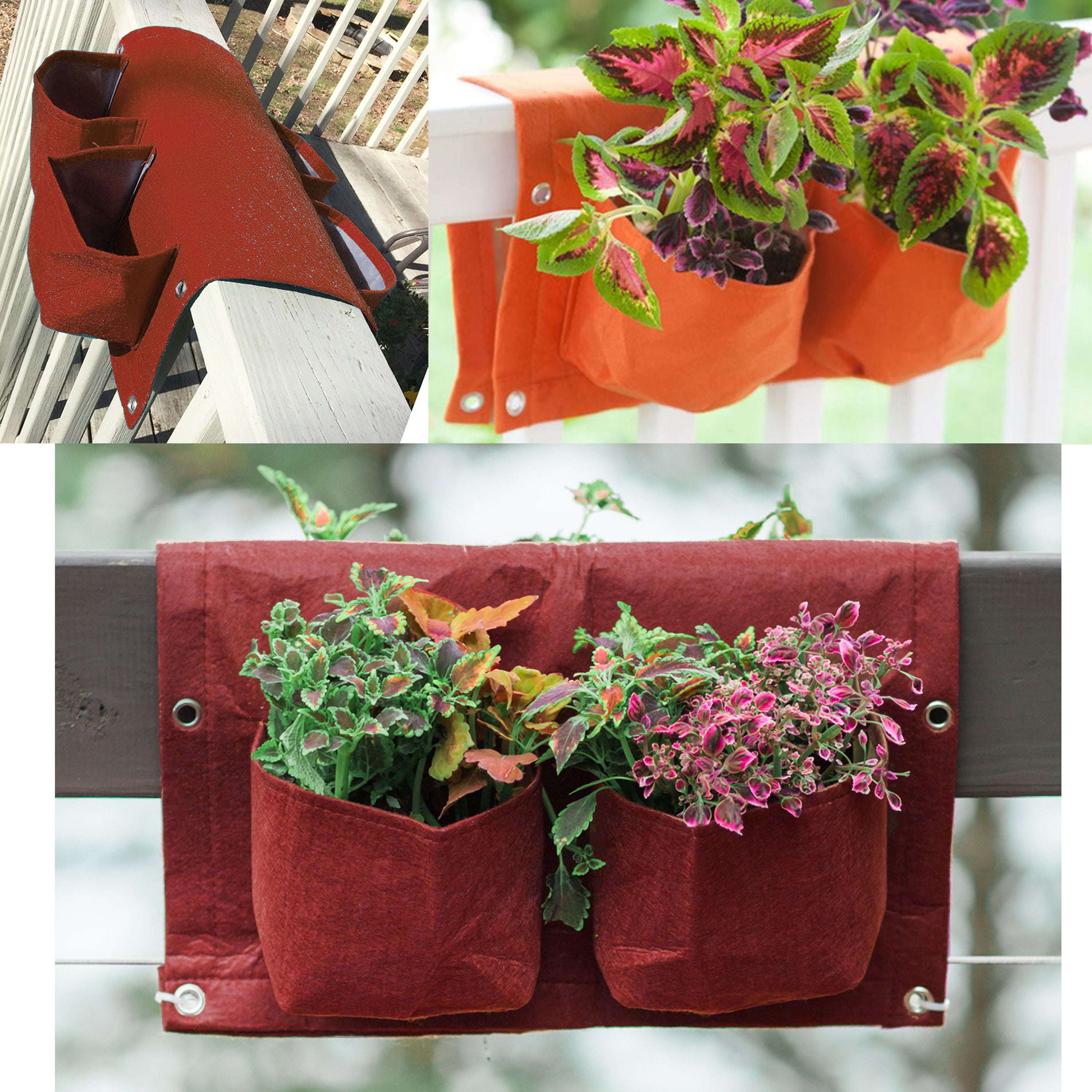 BloemBagz Deck Rail 4Pocket Hanging Planter Bag Union Red Walmart