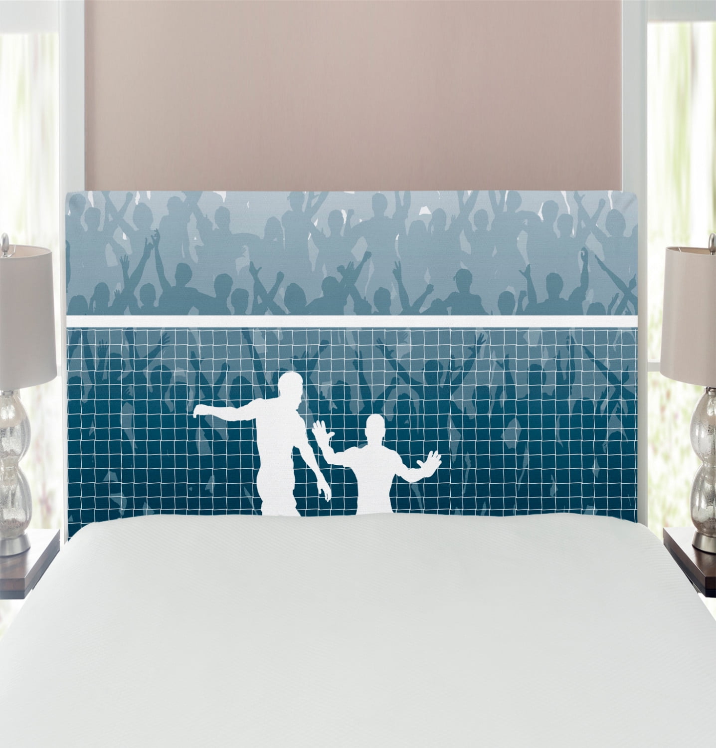 Soccer Headboard, Illustration of a Cheering Crowd Silhouette Watching