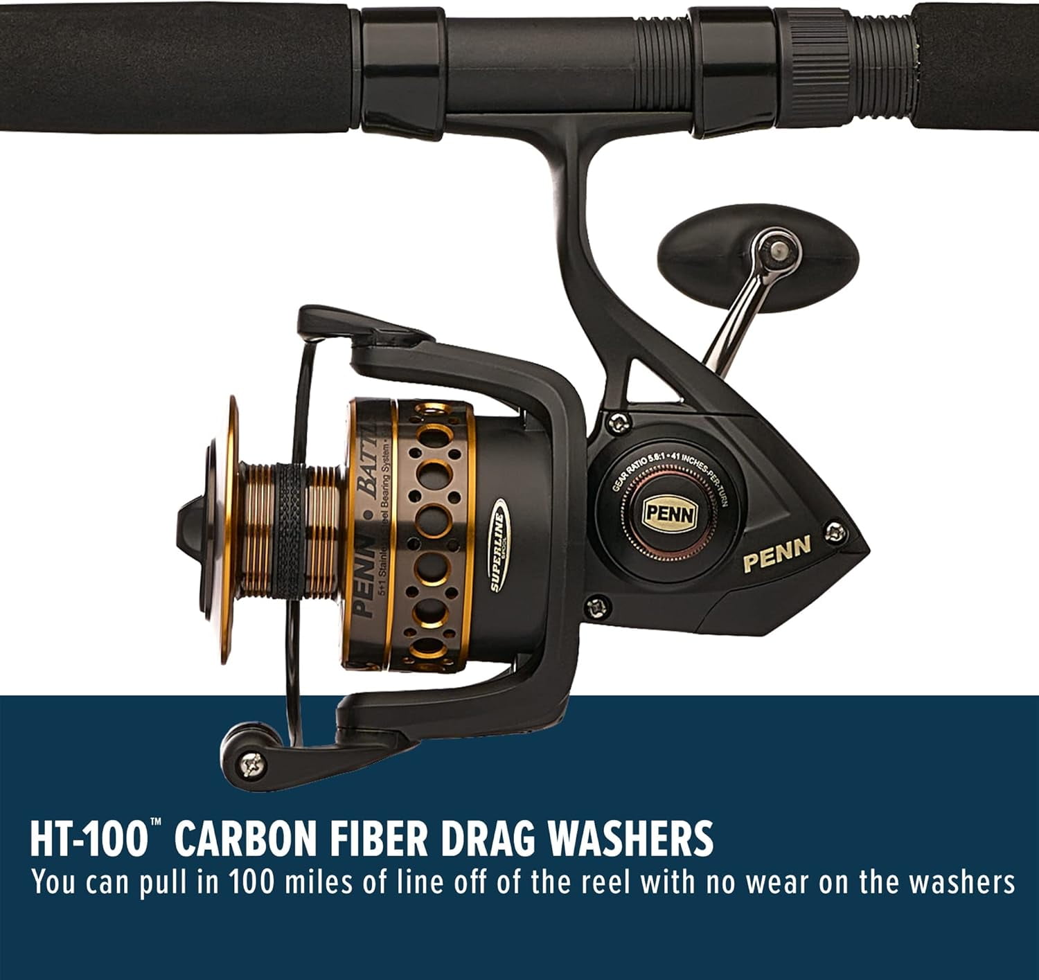 Penn Battle Spinning Reel and Fishing Rod ペン バトルスピニングリール フィッシングロッド 6000-9 Medium Heavy 2pc battle combo kit Free Shipping! PENN 9' Battle Spinning Fishing Rod and Reel Combo