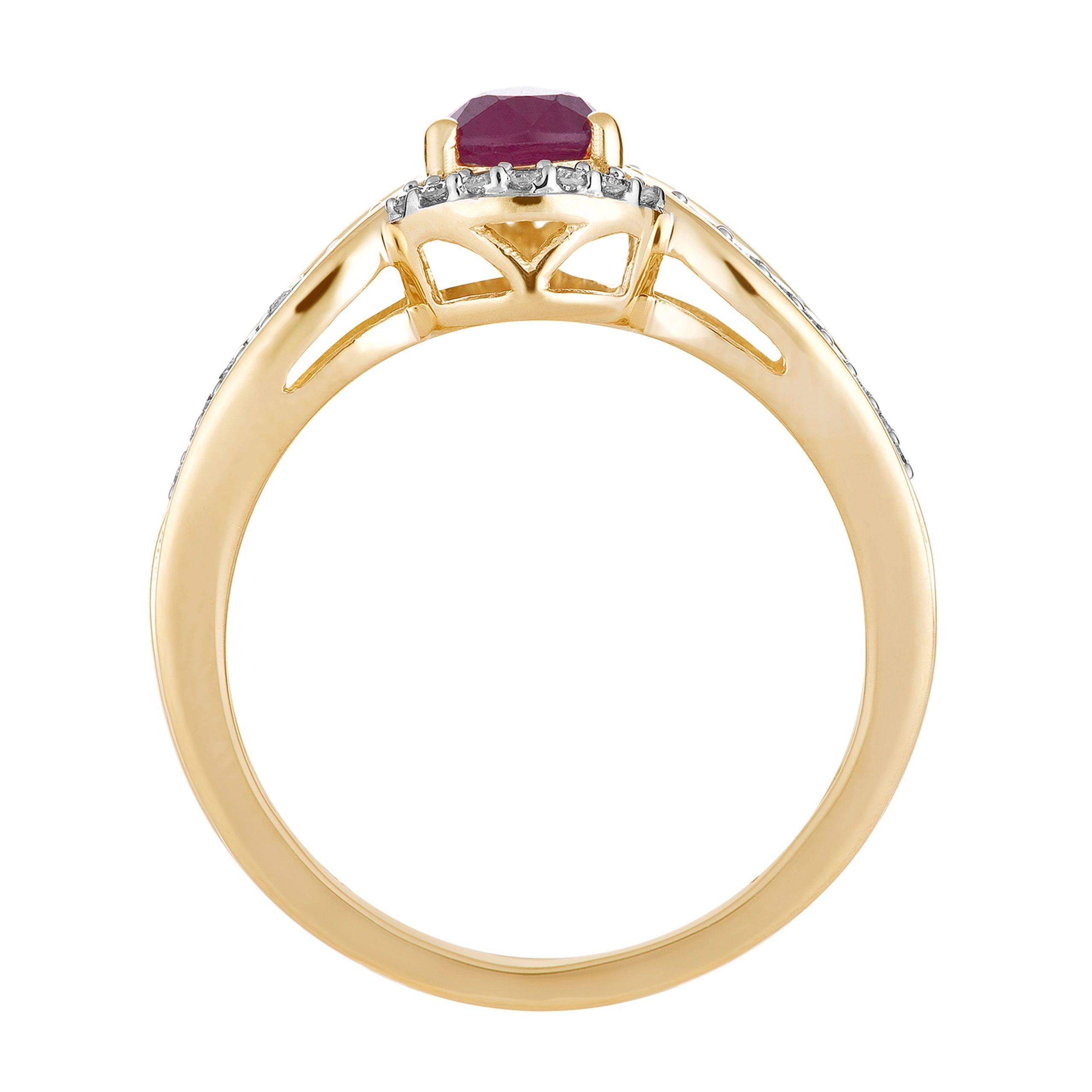 10k Gold Ruby & 1/6 Carat T.W. Diamond Teardrop Ring