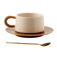 thumbnail image 3 of Taza de café de cerámica con platillo, tazas de con platillo, taza única de café expreso con leche para regalo de boda, café, 7 onzas, fácil Ceja con cuchara mayimx Taza de café, 3 of 9