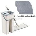 thumbnail image 1 of Flat Squeeze Mop Bucket Hand Free Wringing Stainless Steel Mop Non Hand Washing Mop Dust Push Mop Automatic Spinning Mop Self Wet & Dry Cleaning Microfiber Mop for Hardwood, 1 of 9