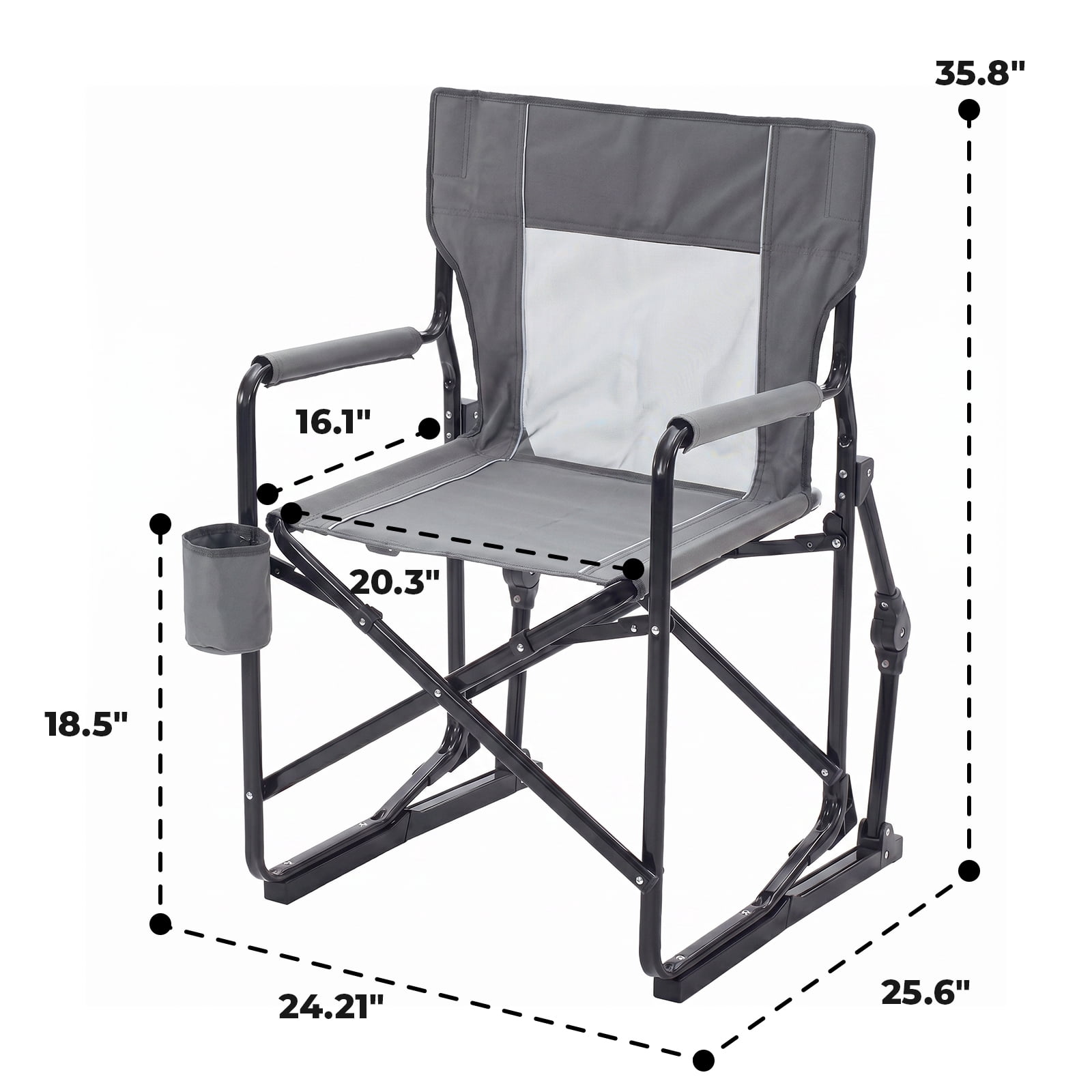 Alvantor Outdoor Folding Rocking Camping Chair, Portable Mesh Lawn Chairs with Comfortable Mesh Backrest, Waterproof Armrests and Sturdy Frame