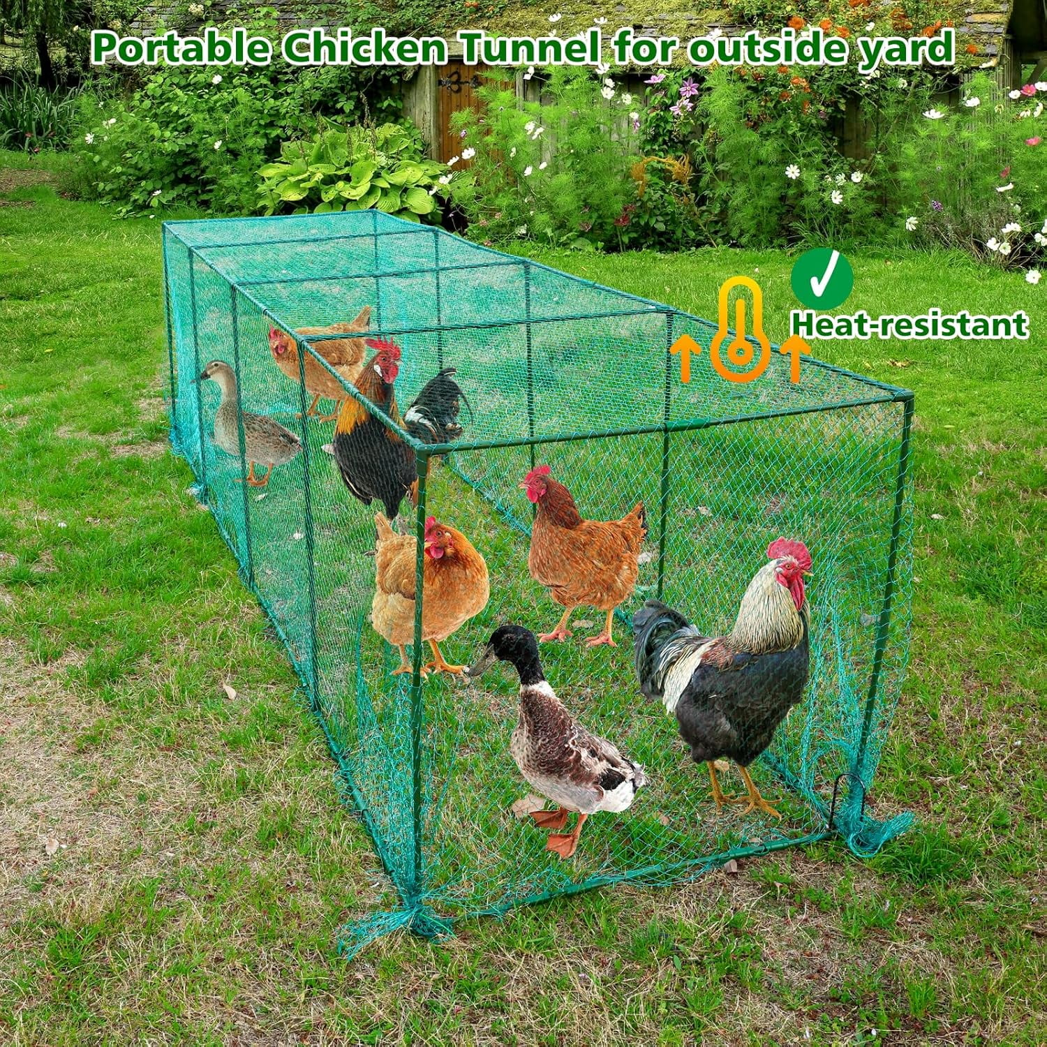 Large Chicken Tunnels,126 x 31IN Portable Chicken Coop Cube Run, DIY Chicken Tunnel for Outside Yard, Chickens Runs for Yard Easy Installation Poultry Coop Suitable for Duck, Rabbit
