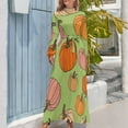 thumbnail image 4 of Pumpkin Pattern Autumn Harvest Fall Women's Long Dress Long Sleeves Dress Vintage Dresses Party Maxi Dress High Waist Dress, 4 of 4