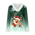 thumbnail image 4 of Rotm Christmas Tops for Women Fall T Shirts Christmas Snowflake Graphic Tee Tops Long Sleeve V Neck Plush Trim Pullover(Dark Green,S), 4 of 5