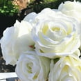 thumbnail image 4 of Enova Home Artificial Open Rose Flower Arrangements With White Square Ceramic Vase, 4 of 4