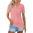 thumbnail image 5 of 3-Button Quick Dry Women'S Short Sleeve Polo Shirts Collared Golf Running Tennis Workout Tops,Watermelon Red M, 5 of 5