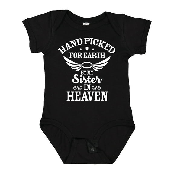 Inktastic Handpicked for Earth by My Sister in Heaven with Angel Wings Boys or Girls Baby Bodysuit