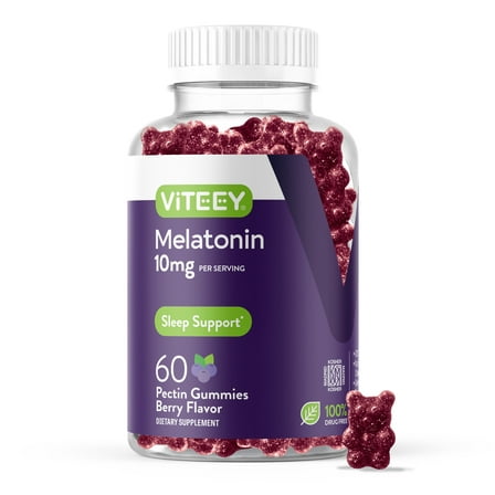VITEEY Melatonin Gummies 10mg, Sleep Support, Berry Flavor, 60 Count, 1 Pack