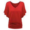 thumbnail image 5 of Plus Size Women's V Neck T Shirt: Batwing Sleeve, Loose Fit, Solid Color, Comfortable, 5 of 5