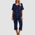thumbnail image 2 of Drses Women's Pajama Sets Summer Short Sleeve Sleepwear Sets for Women Button Up Pj Loungewear Top and Capri Pants Pajamas for Women with Pockets, 2 of 5