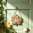 thumbnail image 6 of Fall Maple Leaf Wooden Door Hanger, 11.8" Plaid Patchwork Welcome Sign, Rustic Front Door Ornament, Thanksgiving Harvest Wall Pendant, Farmhouse Home Art Decor, Autumn Entryway Hanging Plaque, 6 of 7