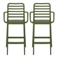thumbnail image 5 of WestinTrends Playa 29.5" Outdoor Polypropylene Plastic Patio Bar Height Stools (Set of 2), Olive Green, 5 of 16