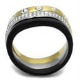 thumbnail image 3 of Women's Stainless Steel IP Gold+ IP Black 7.64(g) Crystal Clear Ring Set, 3 of 4