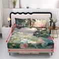 thumbnail image 5 of Jiueut Cat Flower Print 3 Pieces Twin Size Bed Sheet Set, Ultra Soft Bedroom Decoration Easy to Clean Fitted Sheet 2 Pillowcase for Women Men, 5 of 7