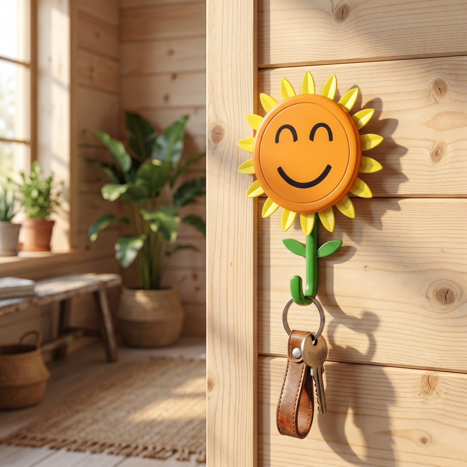 Sunflower Wall Hook for Hanging - Retractable Blooming Flower Design Strong Self-Adhesive Wall Hooks Traceless & Waterproof