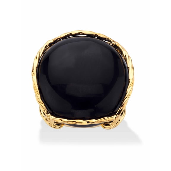 PalmBeach Jewelry Genuine Black Onyx or Genuine Brown Tiger Eye Pillow Ring Gold-Plated